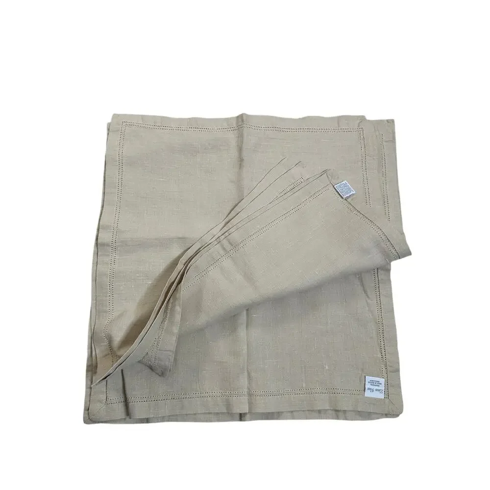 Vintage Lina Vasi 100% Linen Table Napkins in Natural Set of 7